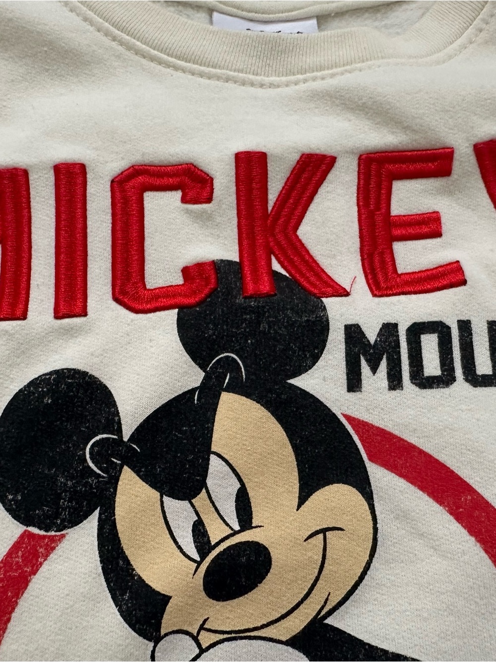 Disney Mickey Mouse Embroidered Sweatshirt Kids Size 6/7 Cream - Picture 3 of 6